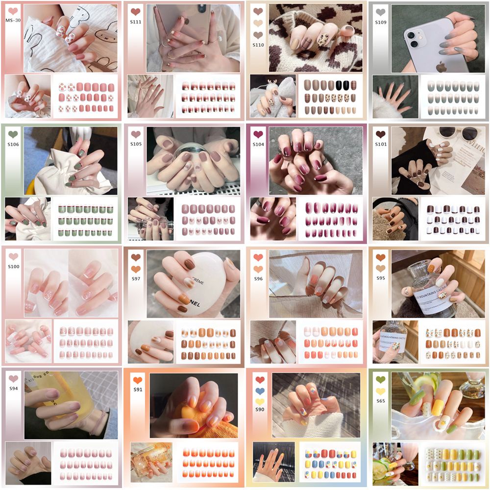 Set 24 Móng Tay Giả Ngắn/Dài Độc Đáo