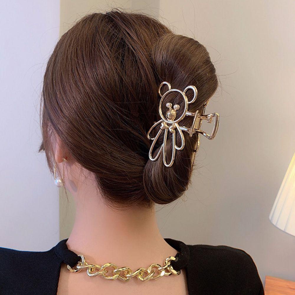 IVORY Kẹp Tóc Hình Móng Vuốt Gấu Bằng Hợp Kim Thiết Kế Đơn Giản Dễ Phối