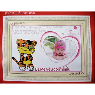 Tranh thêu chữ thập tuổi con cọp 222703 (chưa thêu)