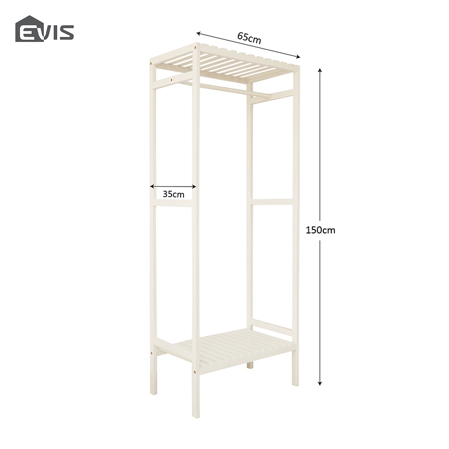 Tủ Treo Quần Áo Evis Home - Thiết Kế 1 Ngăn Gọn Gàng - Khung Gỗ Thông Bền Chắc - Dễ Lắp Ráp Và Di Chuyển - Màu Trắng