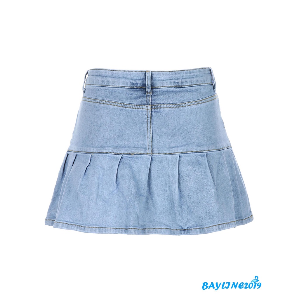 Chân váy jean màu trơn thời trang đáng yêu cho nữ