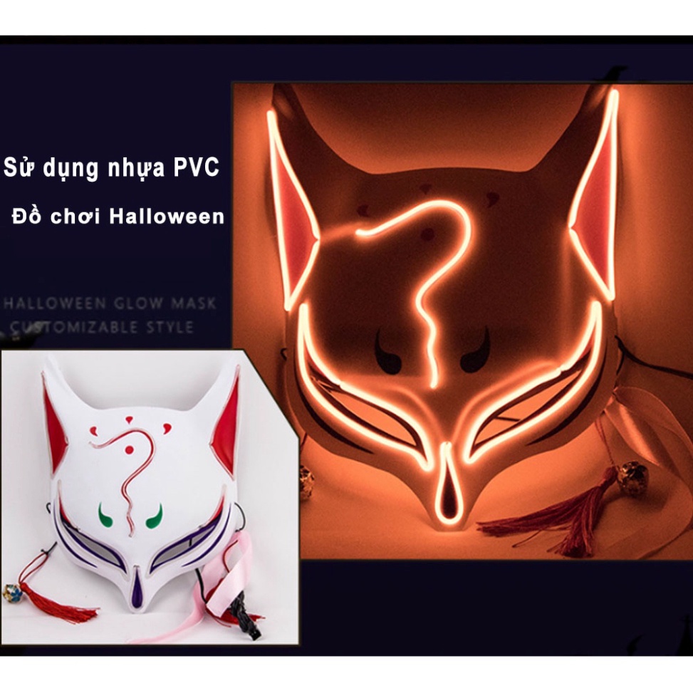 Mặt Nạ Phát Sáng Hình Cáo, Mặt Nạ Hồ Ly sử dụng pin để phát sáng đèn LED, Đồ Chơi Halloween,Quà tặng cho dành cho bạn bè