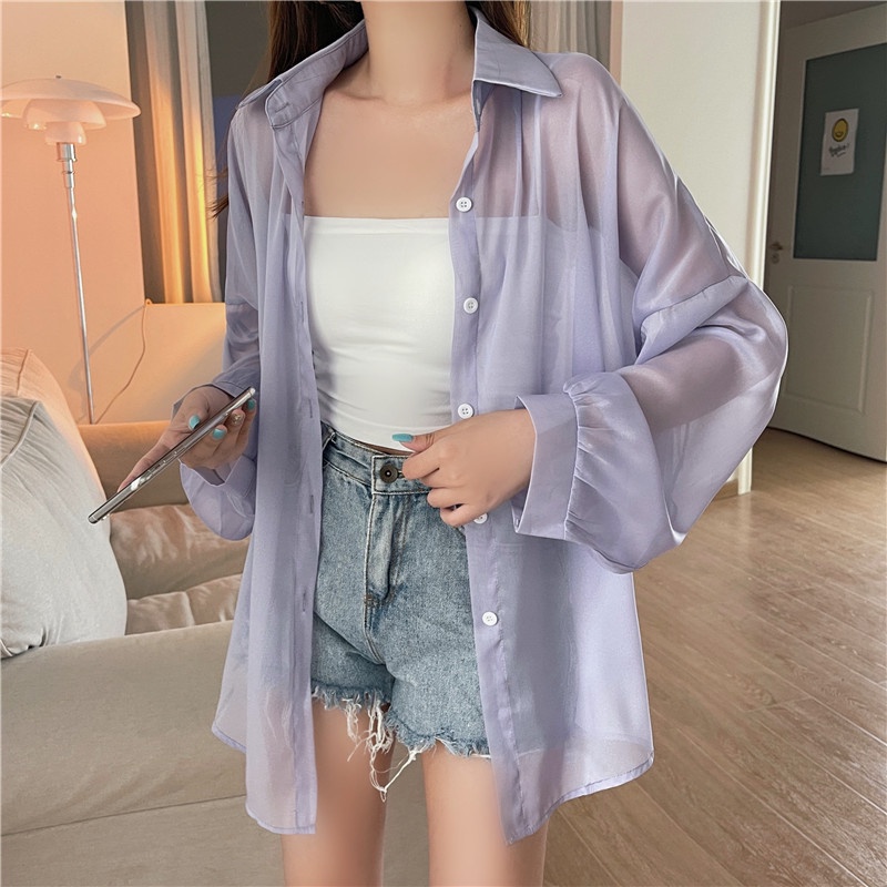 QKOOLE Áo Sơ Mi Tay Dài Phong Cách Hàn Quốc