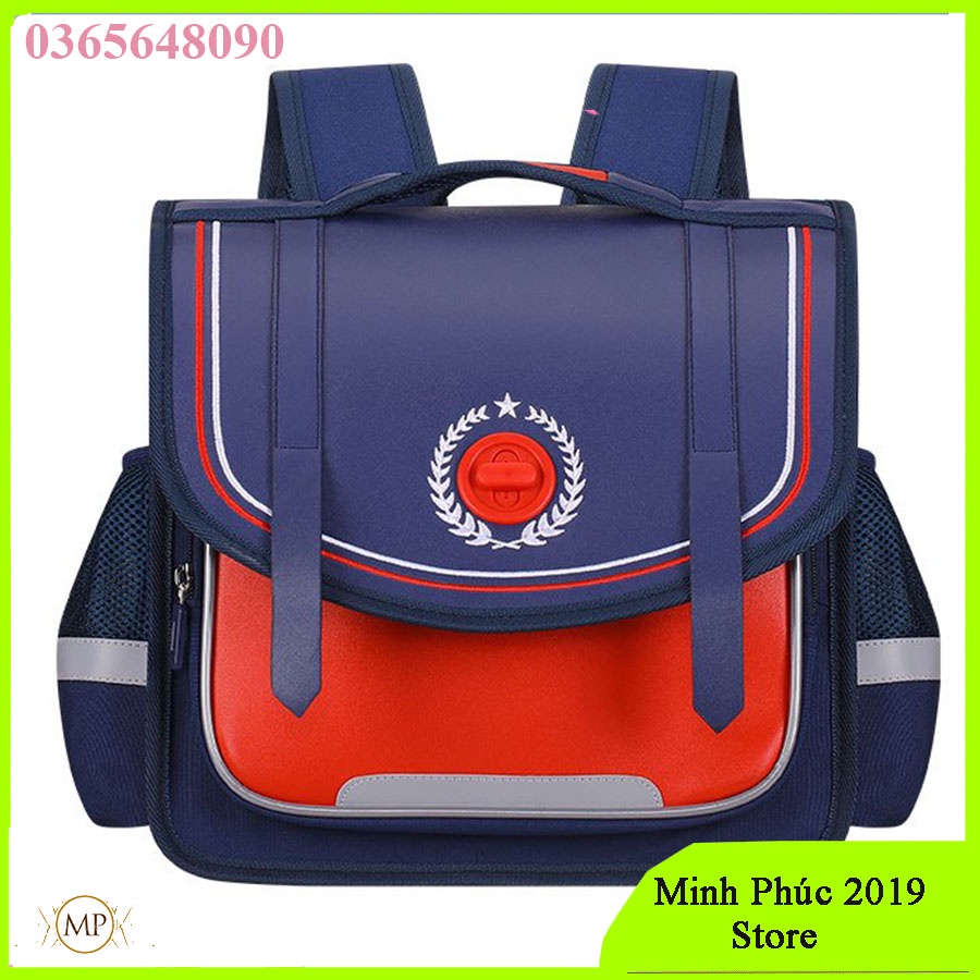 Cặp sách học sinh siêu nhẹ chống gù lưng chống thấm nước thiết kế phong cách Anh quốc cho bé trai bé gái tiểu học