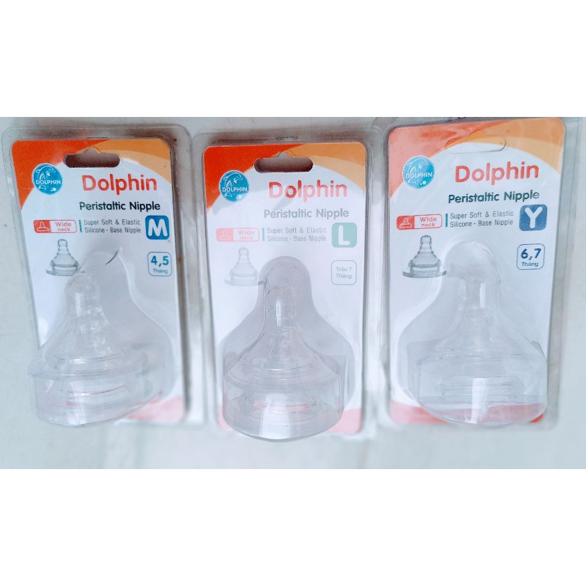 [ SIÊU MỀM] Núm vú Silicone cổ rộng Dolphin ( 2 cái/vĩ)