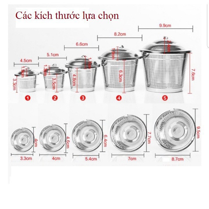 Lọc trà inox 304 hình trụ, có dây treo, không gỉ, nhiều kích thước - LOKING