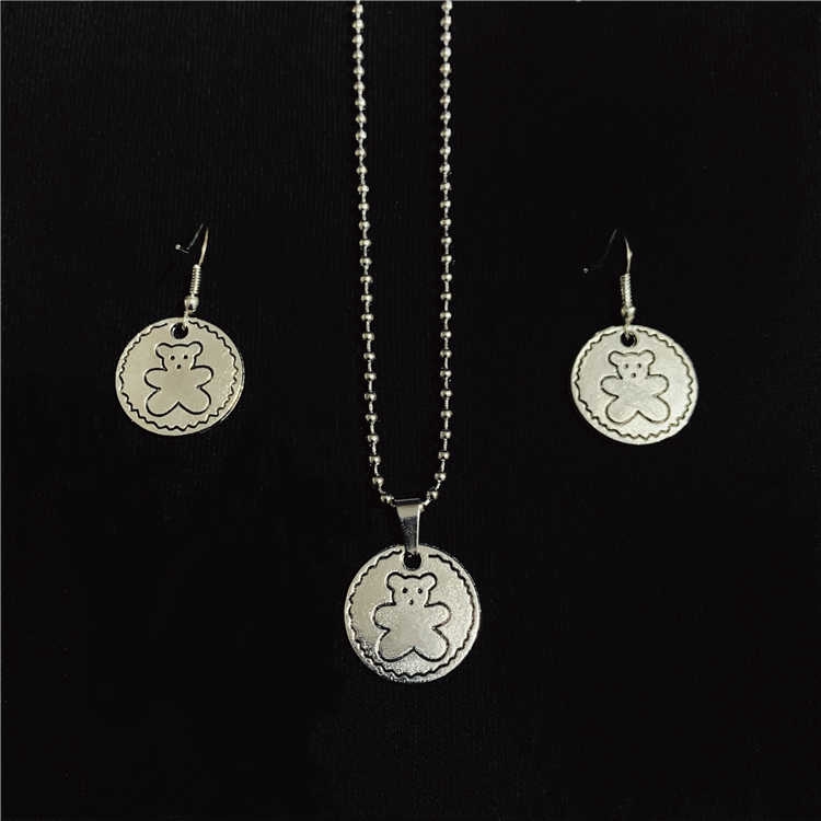 Bộ dây chuyền + bông tai hình gấu đáng yêu cho nữ