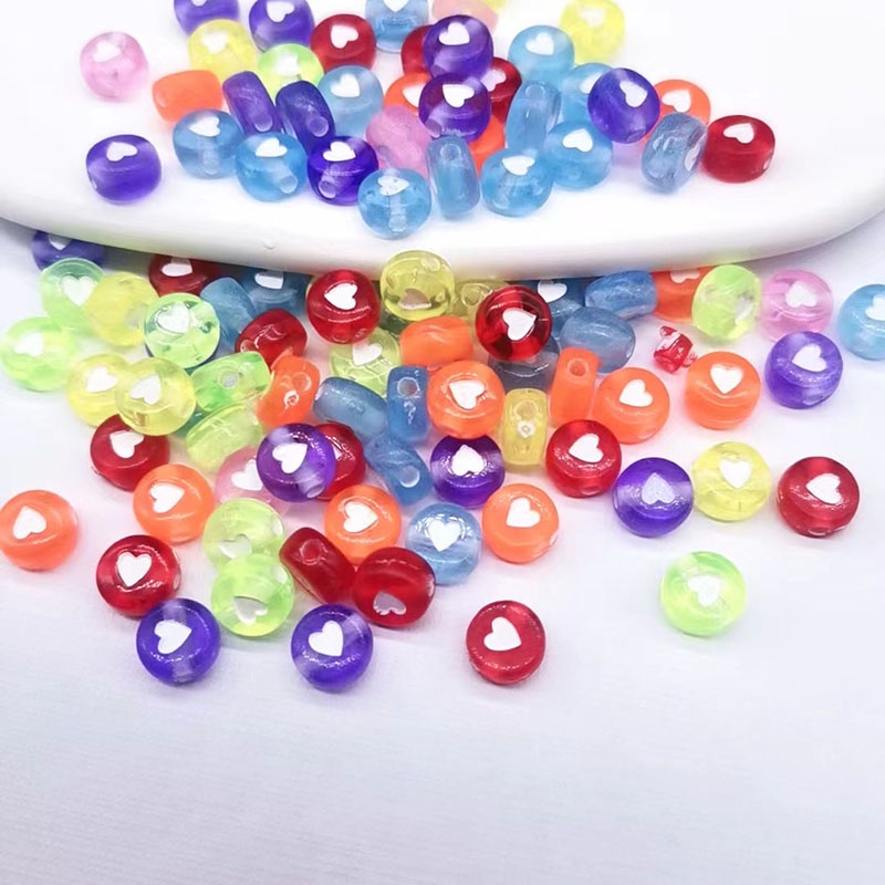 100 Hạt Xỏ Vòng Tay Hình Trái Tim 6MM