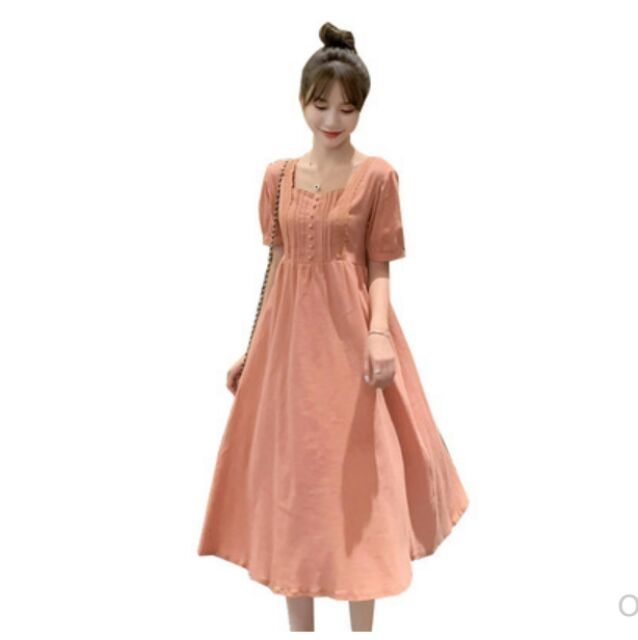 Đầm bầu suông thô cotton dáng chữ A  phong cách trẻ trung hàng Quảng Châu cao cấp (tặng bạc)