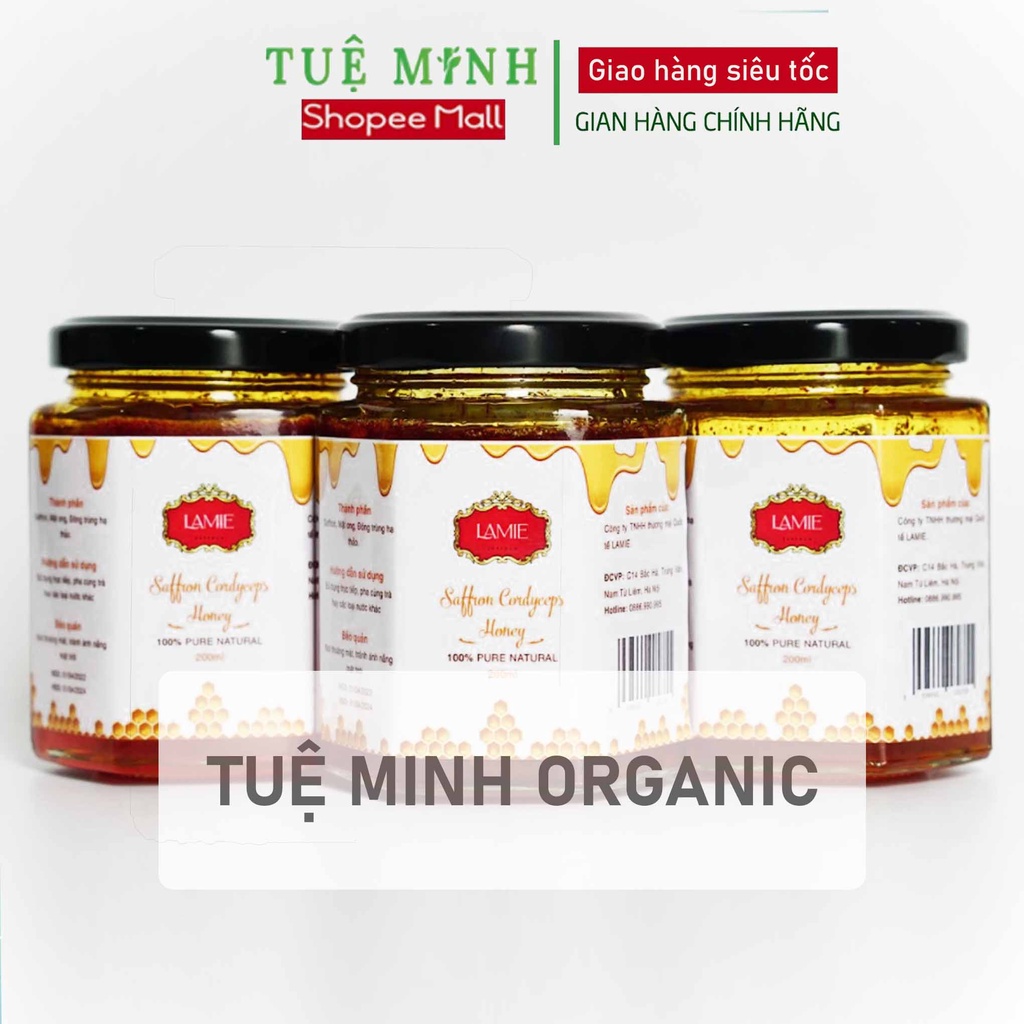Đông trùng hạ thảo ngâm Saffron mật ong hàng nhập khẩu có đủ kiểm nghiệm và công bố thương hiệu Lamie lọ 200ml
