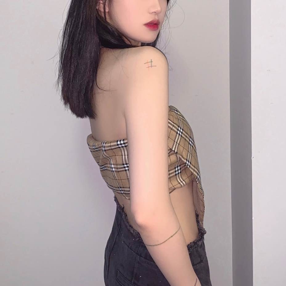 Áo sweater tay dài / áo cúp ngực họa tiết caro đáng yêu cho nữ | BigBuy360 - bigbuy360.vn