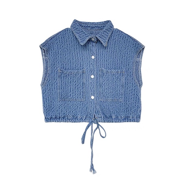 Áo jeans croptop dây rút