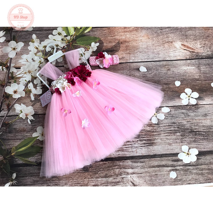 Quà tặng cho bé gái 1 tuổi ❤️FREESHIP❤️ váy công chúa hồng
