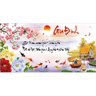 Tranh đính đá toàn bộ tự làm-Tranh gia đình