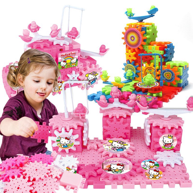 Bộ 81 khối đồ chơi bánh răng láp ráp 3D dành cho bé