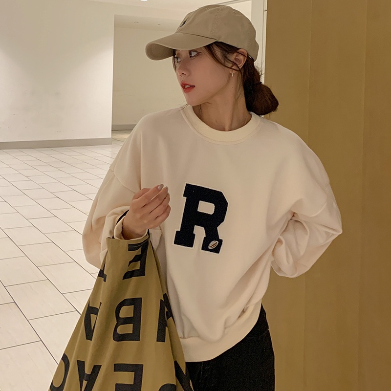 Áo Nỉ Nữ Dài Tay Cổ Tròn Thời Trang Hàn