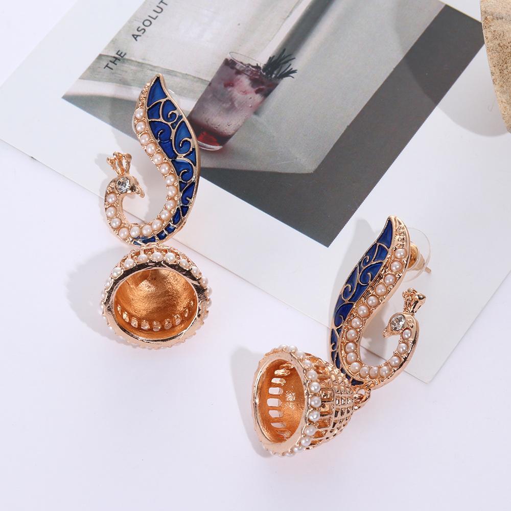 1 Đôi Bông Tai Hình Chim Công Phong Cách Gypsy Ấn Độ Thời Trang