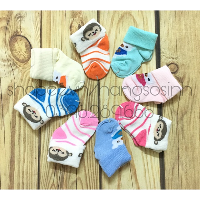 Tất len sơ sinh, vớ cao cổ cho bé (0-6m, chân &lt;9,5cm)