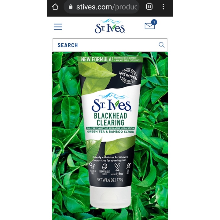 Sữa rửa mặt / tẩy da chết ST. IVES UNILEVER 170g Mỹ face scrub mụn đầu đen mụn cám tắc lỗ chân lông trứng cá foam