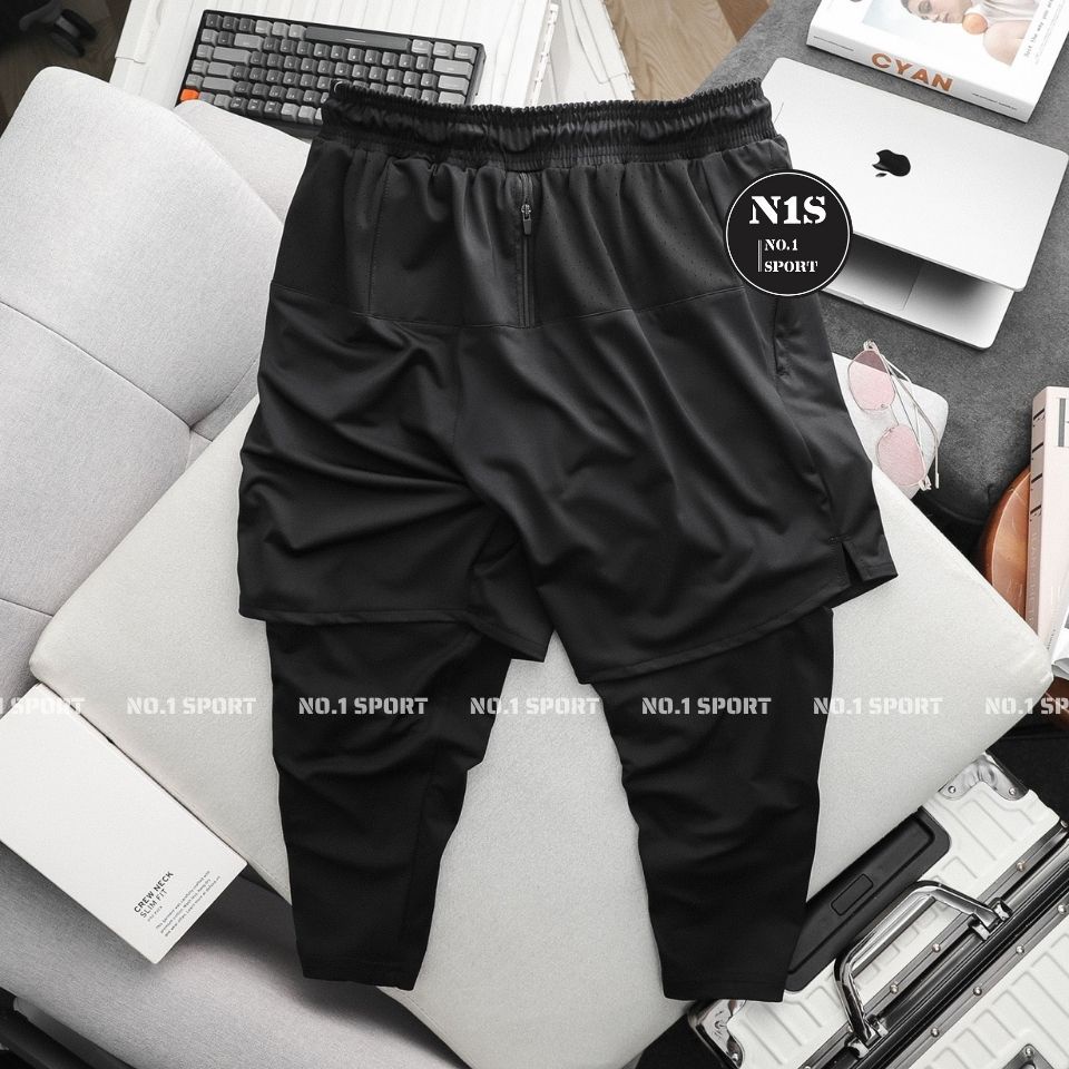 [Siêu Cấp] Short Thể Thao, Chạy Bộ 2 Lớp Dài 3/4, Chất Co Dãn 4 Chiều Hỗ Trợ Tập Luyện