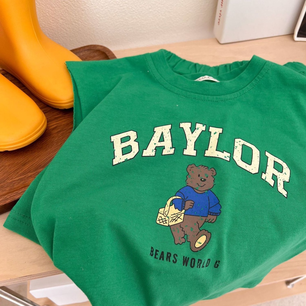 Bộ Đồ Thể Thao Áo Thun Cotton Sát Nách Phối Quần Short In Hình Gấu Hoạt Hình Thời Trang Mùa Hè Cho Bé 2022