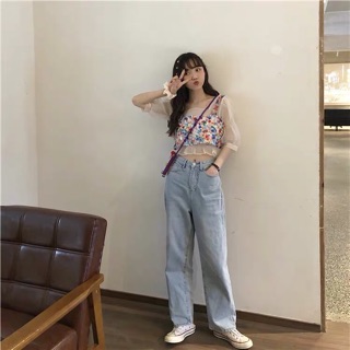 [ ORDER ] Set áo croptop hoa ulzzang