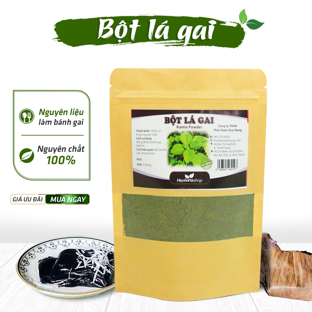 Bán bột lá gai khô nguyên chất 100% tự nhiên, bột thơm mịn - Nguyên liệu làm bánh ít lá gai truyền thống (Gói 100g)