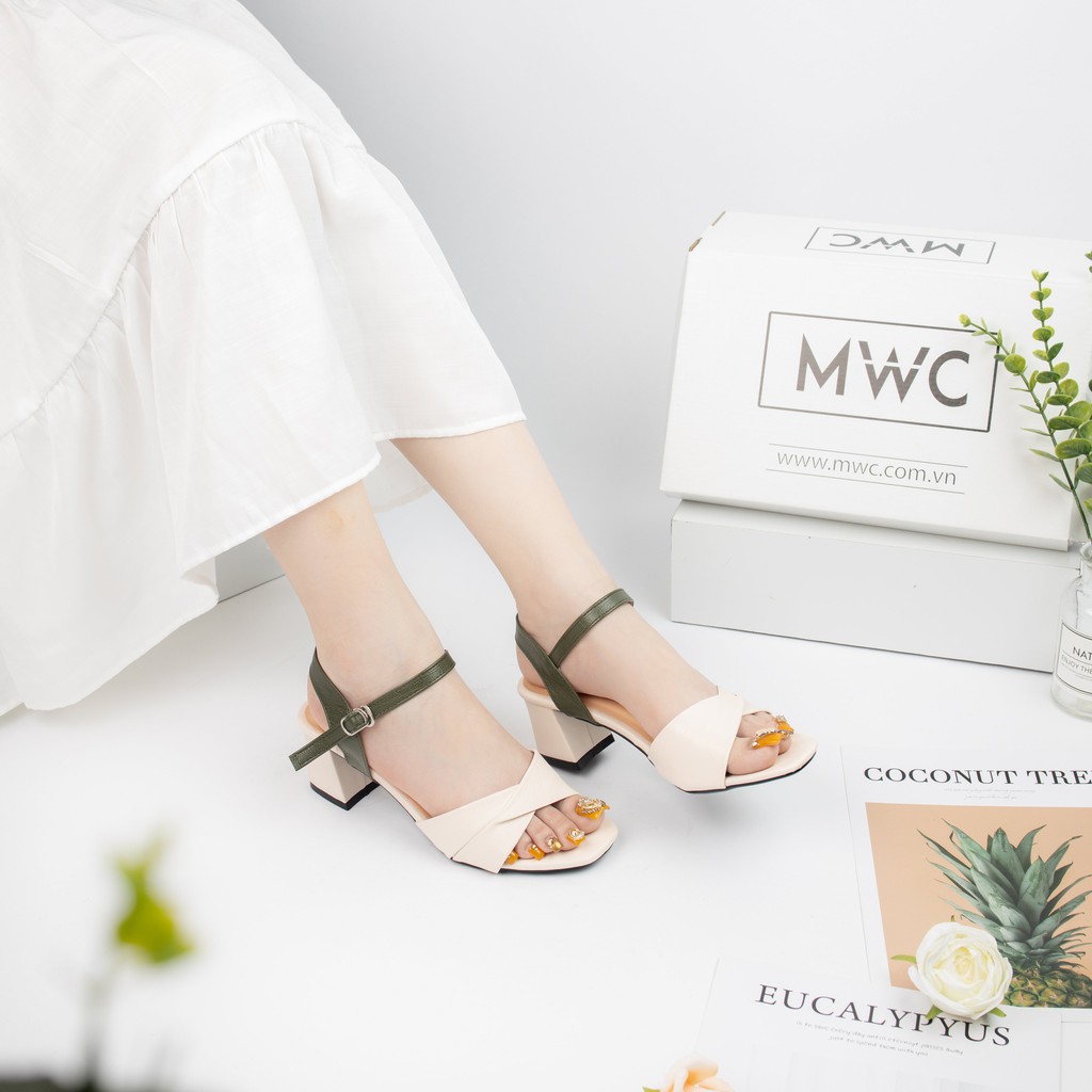 Giày Sandal Cao Gót MWC Đế Vuông 5CM Quai Chéo Thanh Lịch NUCG- 3921