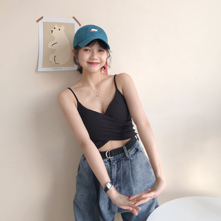 Áo croptop đắp chéo 2 dây💖Áo dáng ôm vừa vặn 💖 Thời trang hè 2021 | BigBuy360 - bigbuy360.vn