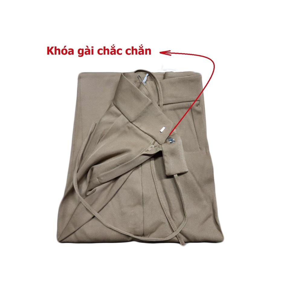 Quần ống rộng suông nữ dài công sở đi làm có BIGSIZE lưng cao thắt nơ Hack dáng chất chéo Hàn cao cấp trẻ trung QD24