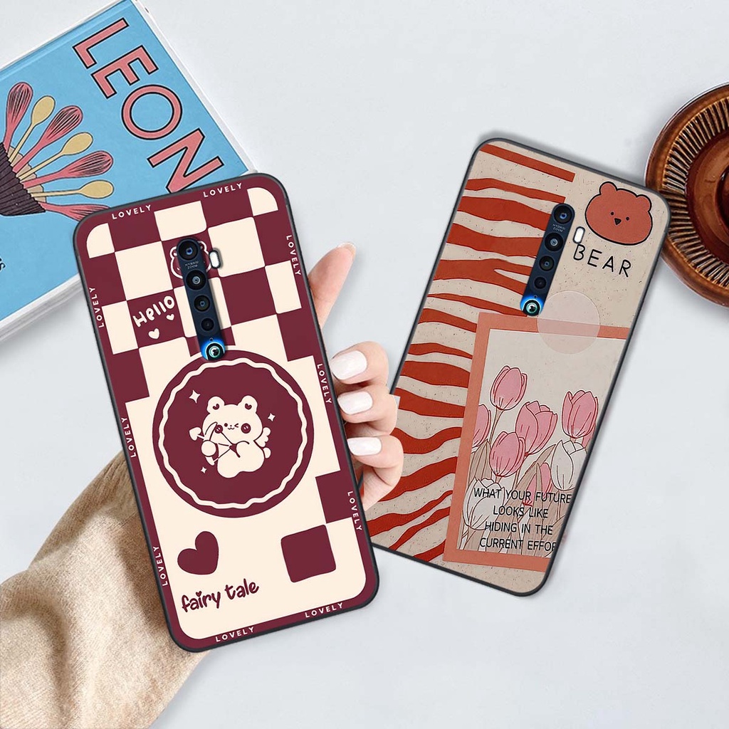 Ốp Oppo Reno 2f / Reno2 F gấu Bear rick caro vuông thời trang siêu đẹp