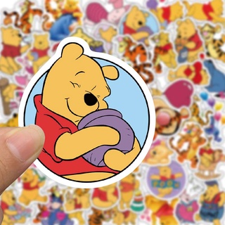 Bộ 50 miếng dán trang trí laptop/vali in hình gấu Pooh chống nước