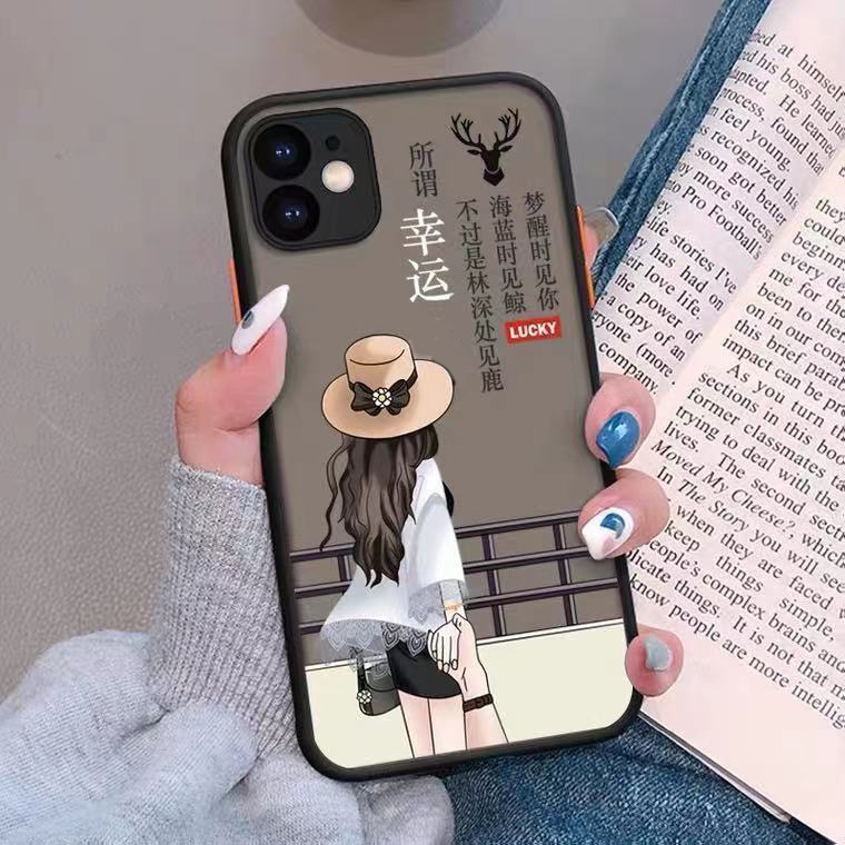 Ốp Điện Thoại TPU Mềm Hình Cô Gái May Mắn Cho Compatible For IPhone 13 12 Mini 11 Pro X XR XS Max SE 2020 6 6S 7 8 Plus