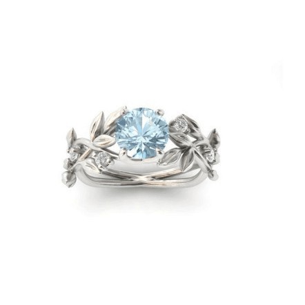 Olive Leaf Silver Ring Diamond Mounted Engagement & Wedding Rings