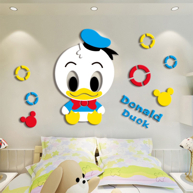 Hoạt Hình Miếng Dán Tường Acrylic Hình Chuột Mickey / Vịt Donald 3d 60x36cm