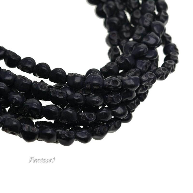 Chuỗi 52 hạt hình đầu lâu 8x6mm dài 40cm phong cách Halloween