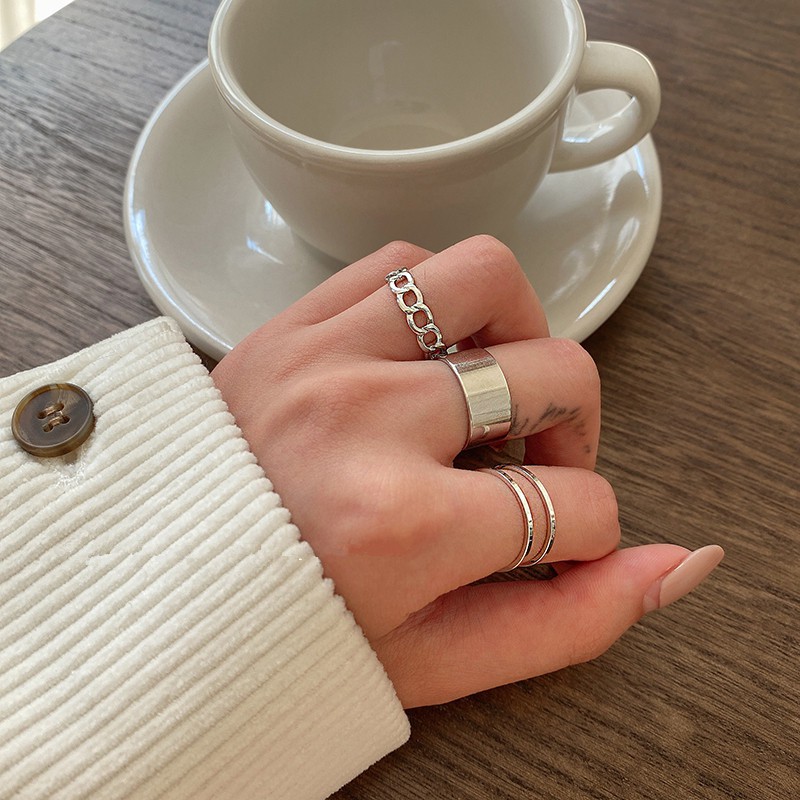 Set 3 Nhẫn Đeo Tay Kim Loại Thời Trang Nữ Tính