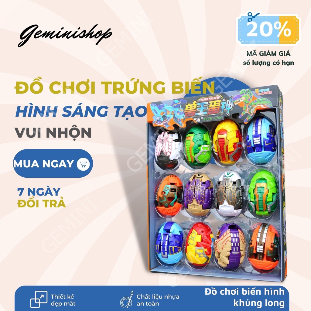 TRỨNG BIẾN HÌNH KHỦNG LONG CHO BÉ KL453, ĐỒ CHƠI QUẢ TRỨNG ĐỘNG VẬT ĐỘC ĐÁO GEMINI SHOP