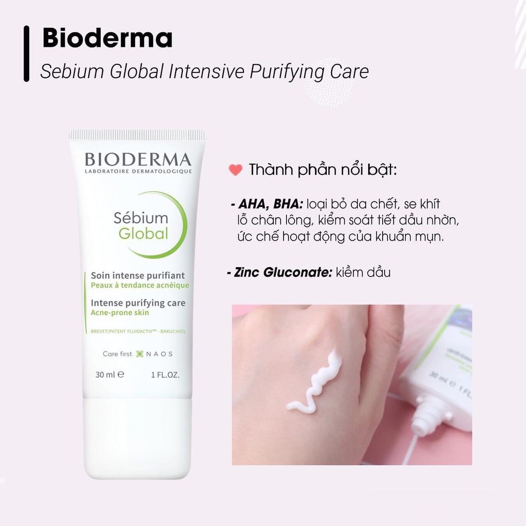 Bioderma Sebium Global - Kem Dưỡng Bioderma giảm mụn cho da dầu 30ml