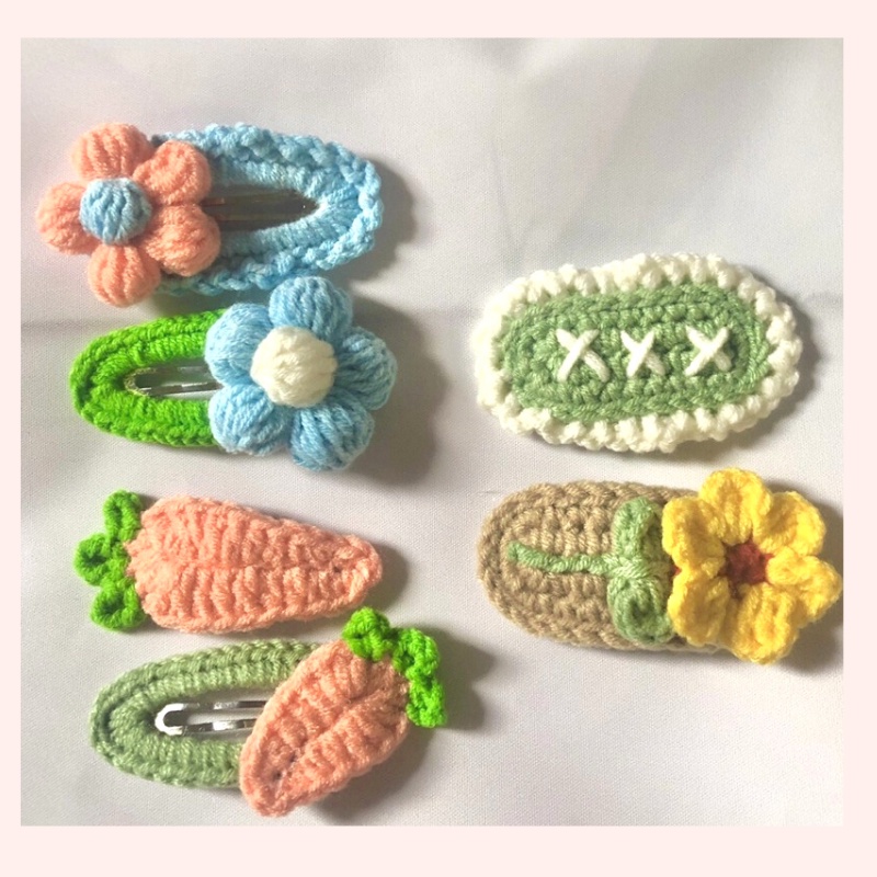 Kẹp tóc style Hàn Quốc hoa len handmade  hot trend xinh xắn cho bé gái