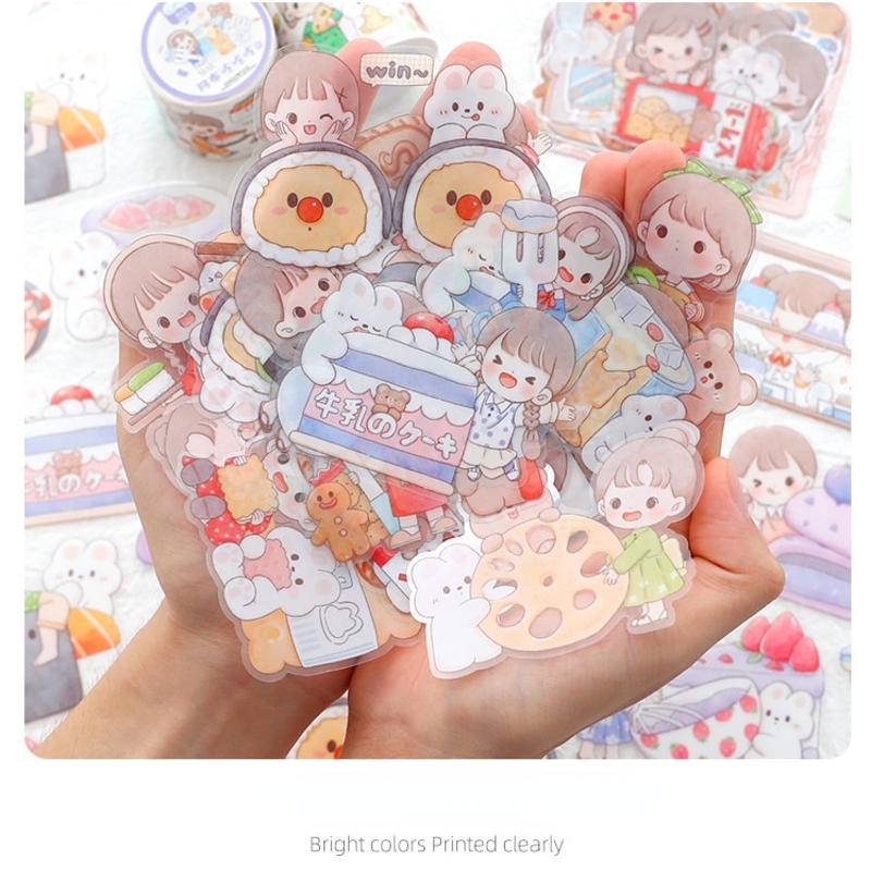 ⭐ iLado ⭐【10PCS】 telado sticker PET Không Thấm Nước Nhãn Hình Dán Cute Sticker Dễ Thương Sticker Trang Trí Sổ Dán Sổ Lưu Trữ Sticker Tập Vở Trang Trí Sổ Hình Dán Sticker  Hiểm Bộ Sticker Nhãn Dán Sổ Chiết Lưu Trữ