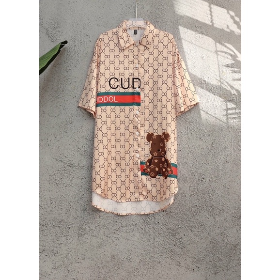 váy ngủ mặc nhà sơmi lụa Quảng Châu cao cấp chó cam