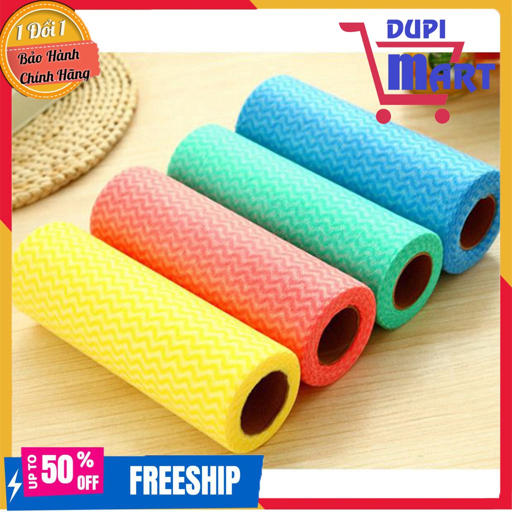 Cuộn khăn vải lau đa năng khô không dệt cho phòng nhà bếp siêu sạch tiện dụng 50 tờ