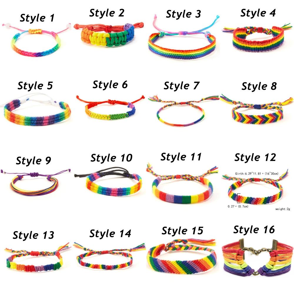 Vòng tay dây bện màu sắc cầu vồng thời trang cho nam nữ