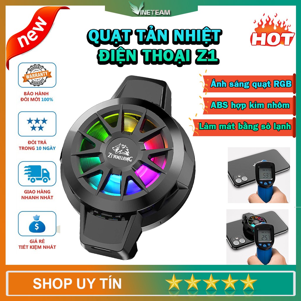 Quạt Tản Nhiệt Điện Thoại ZIYOULANG Z1 Có Sò Lạnh Dùng Cho Game Thủ Led RGB -dc4542