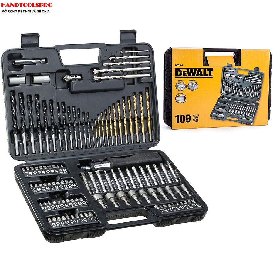 Bộ tuốc nơ vít và mũi khoan 109 chi tiết Dewalt DT0109-QZ