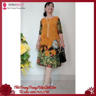 (TRANG NHÃ) Đầm Trung Niên Voan 2 lớp Chữ A (50Kg - 90Kg) duyên dáng đáng yêu