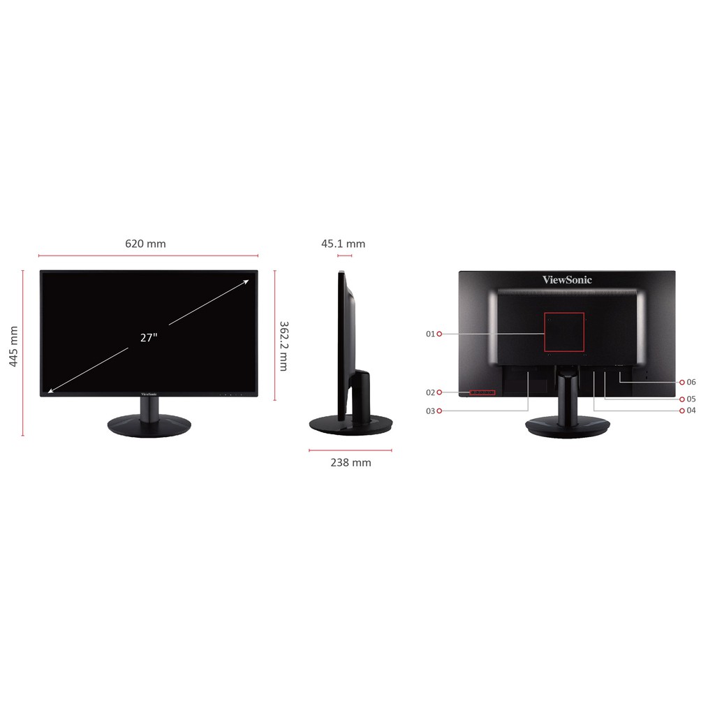 Màn hình máy tính VIEWSONIC 27'' VA2718-SH ( Full HD tấm nền IPS , Bảo vệ mắt ) | BigBuy360 - bigbuy360.vn