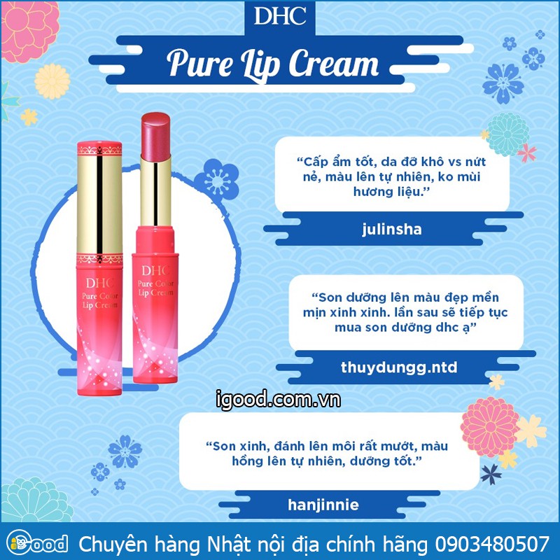 [Mã SKAMA8 giảm 8% đơn 300K] Son Dưỡng Môi DHC Lip Cream 1,5g Nhật Bản chính hãng