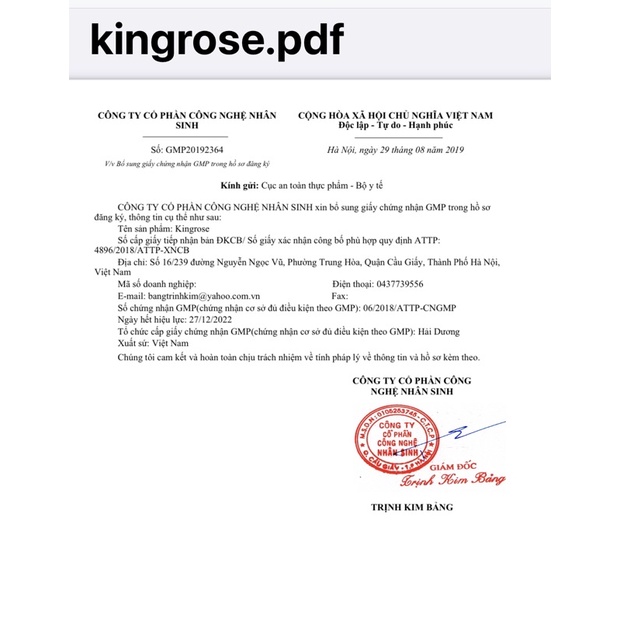 Viên uống An điều kinh Kingrose (King Rose) - Hộp 60 viên